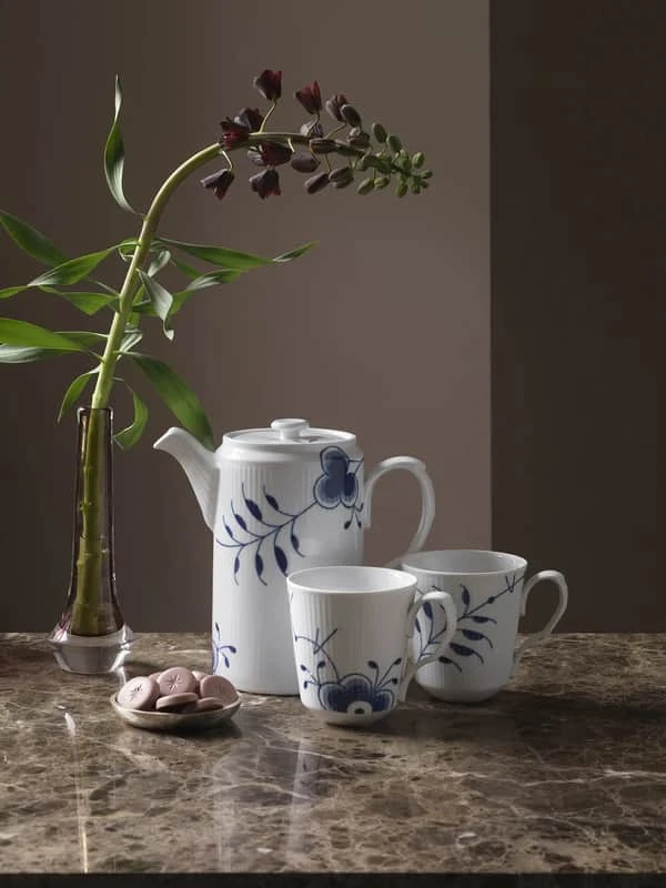 Royal Copenhagen Blå Mega Riflet Kande Med Låg 4 Royal Copenhagen Blå Mega Riflet Kande Med Låg - Billede 2