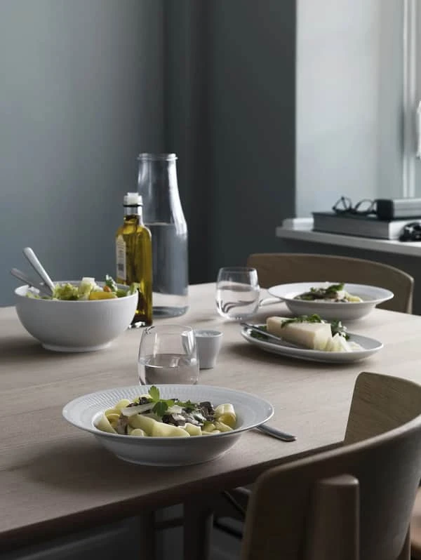 Royal Copenhagen Hvid Riflet Pastatallerken 4 Royal Copenhagen Hvid Riflet Pastatallerken - Billede 2