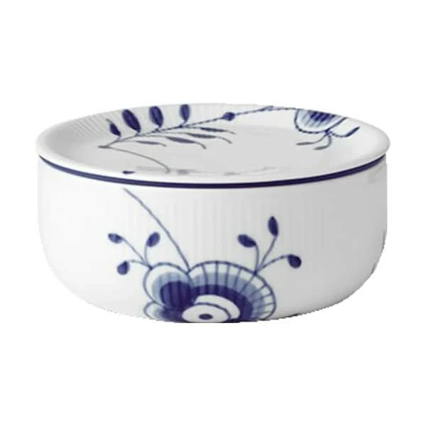 Royal Copenhagen Blå Mega Riflet Opbevaringskrukke M. Låg 3 Royal Copenhagen Blå Mega Riflet Opbevaringskrukke M. Låg